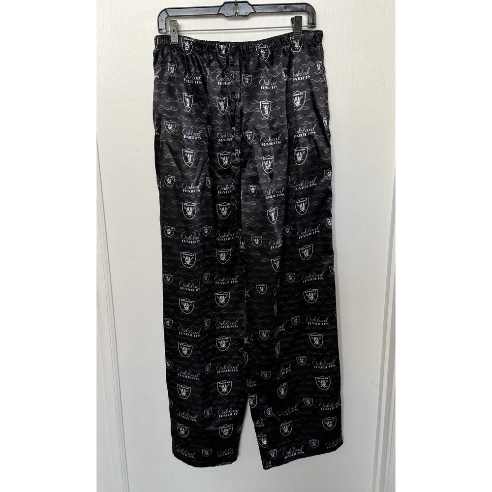 Oakland Raiders NFL For Her Satin Pajama Set XL Black Cami Top Pants Sleepwear